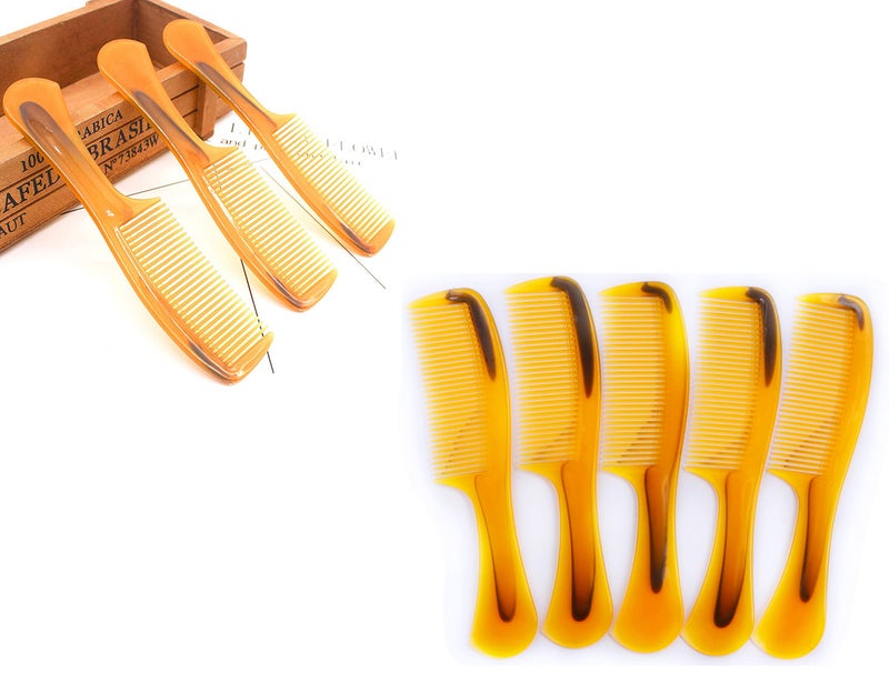 LBY Hair Comb, 5-Pack 16 cm(6.3"), Round Handle Comb Hair Care Comb, Plastic, Yellow - Image 2